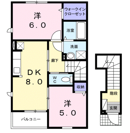 ベルズかたかごＢの物件間取画像